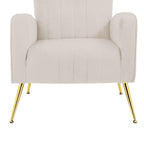 Fauteuil d'appoint dossier haut en velours avec pieds en métal pour salon