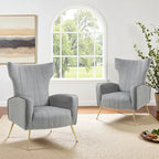 Fauteuil d'appoint dossier haut en velours avec pieds en métal pour salon