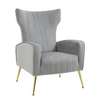 Fauteuil d'appoint dossier haut en velours avec pieds en métal pour salon