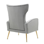 Fauteuil d'appoint dossier haut en velours avec pieds en métal pour salon