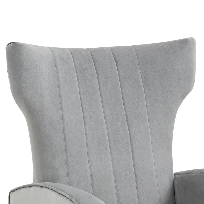 Fauteuil d'appoint dossier haut en velours avec pieds en métal pour salon