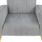 Fauteuil d'appoint dossier haut en velours avec pieds en métal pour salon