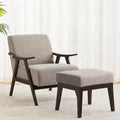 Fauteuil et repose-pieds en tissu bouclé de style Mid-Century Modern pour salon, chambre à coucher
