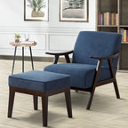Fauteuil et repose-pieds en tissu bouclé de style Mid-Century Modern pour salon, chambre à coucher