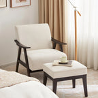 Fauteuil et repose-pieds en tissu bouclé de style Mid-Century Modern pour salon, chambre à coucher