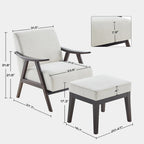 Fauteuil et repose-pieds en tissu bouclé de style Mid-Century Modern pour salon, chambre à coucher