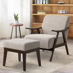 Fauteuil et repose-pieds en tissu bouclé de style Mid-Century Modern pour salon, chambre à coucher