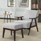 Fauteuil et repose-pieds en tissu bouclé de style Mid-Century Modern pour salon, chambre à coucher