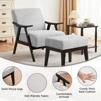 Fauteuil et repose-pieds en tissu bouclé de style Mid-Century Modern pour salon, chambre à coucher