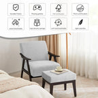 Fauteuil et repose-pieds en tissu bouclé de style Mid-Century Modern pour salon, chambre à coucher