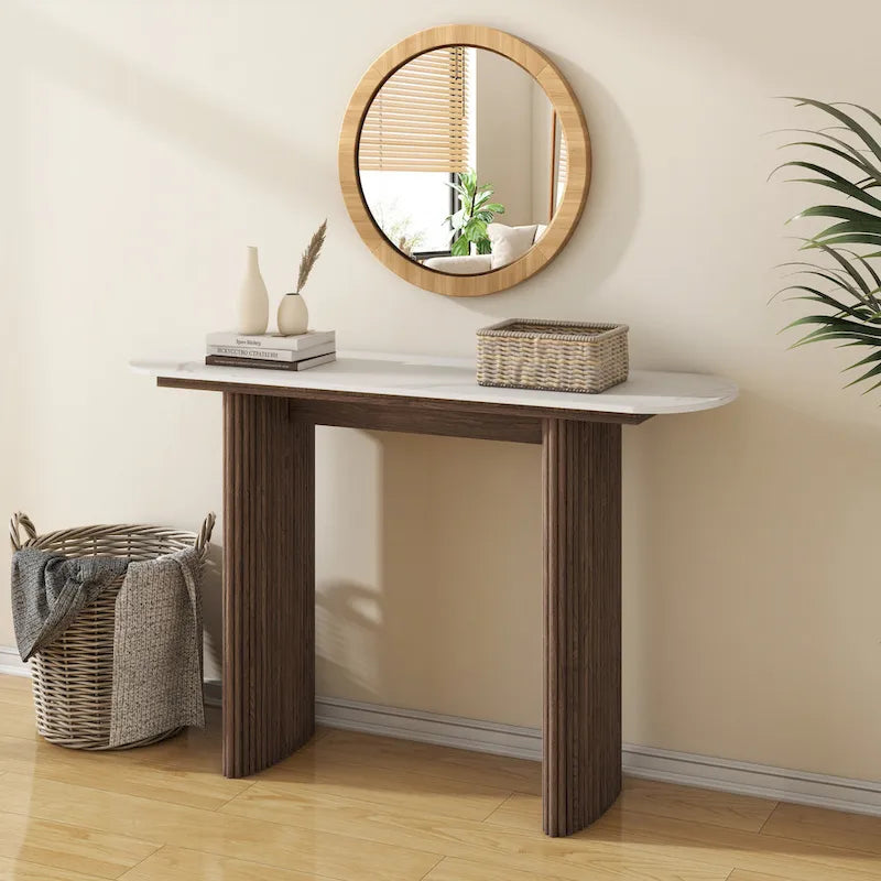 Console en marbre avec base cannelée