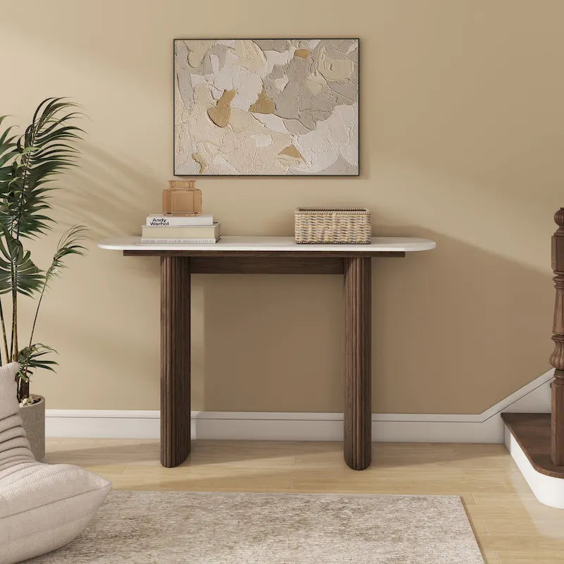 Console en marbre avec base cannelée