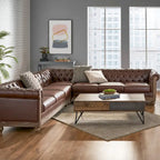 Canapé d'angle Chesterfield capitonné 7 places