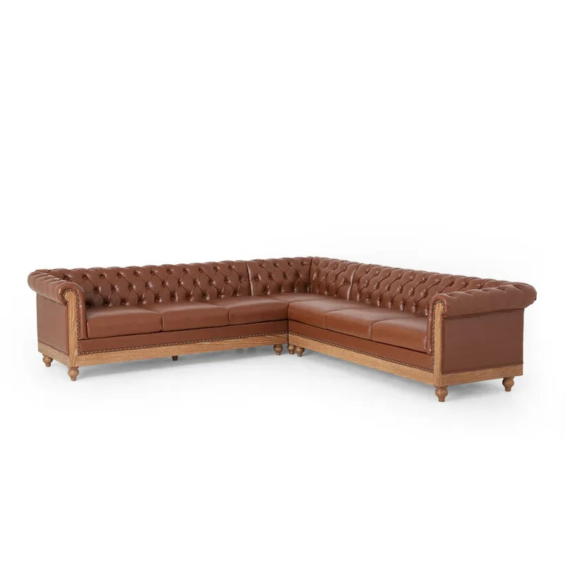 Canapé d'angle Chesterfield capitonné 7 places