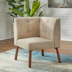 Fauteuil d'angle d'appoint en tissu et bois