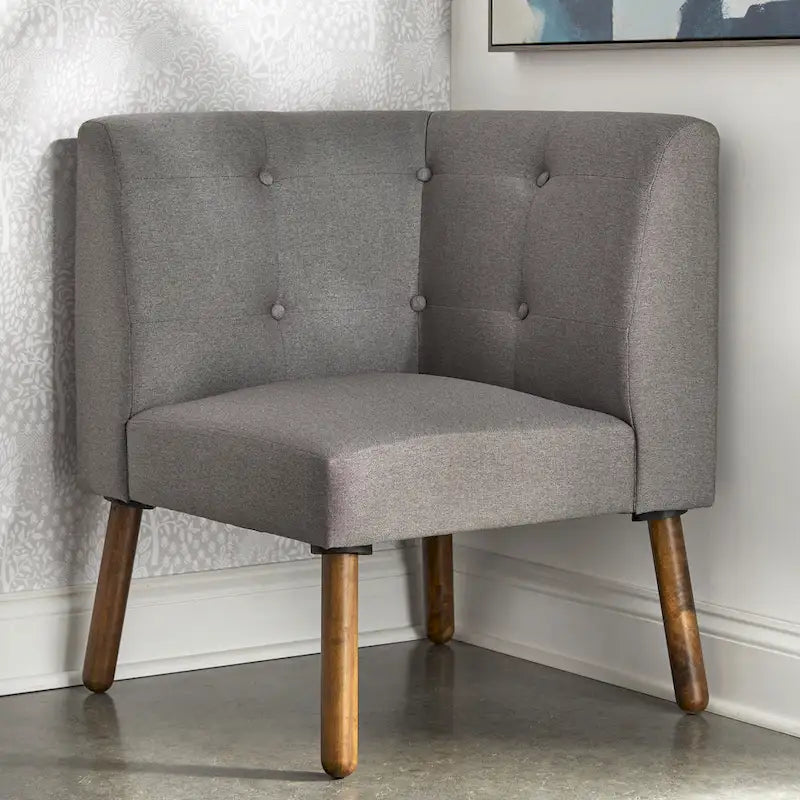 Fauteuil d'angle d'appoint en tissu et bois