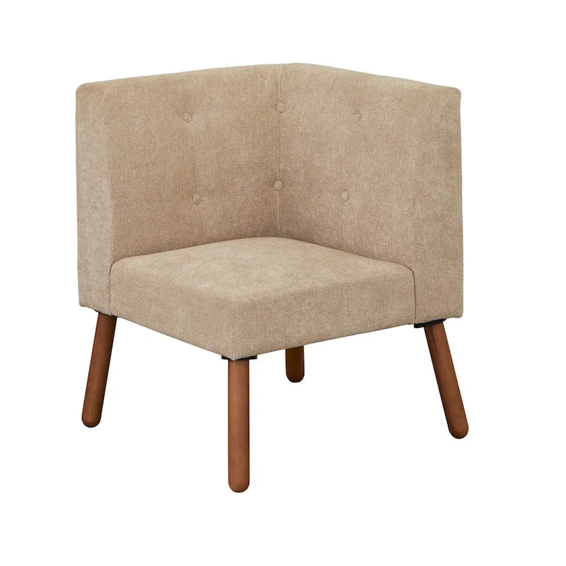 Fauteuil d'angle d'appoint en tissu et bois