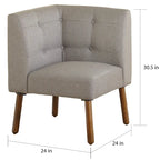 Fauteuil d'angle d'appoint en tissu et bois