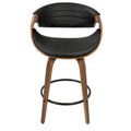 Tabouret de comptoir à hauteur fixe de 66 cm avec pieds en bois courbé et repose-pieds rond
