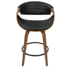 Tabouret de comptoir à hauteur fixe de 66 cm avec pieds en bois courbé et repose-pieds rond
