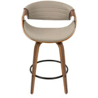 Tabouret de comptoir à hauteur fixe de 66 cm avec pieds en bois courbé et repose-pieds rond