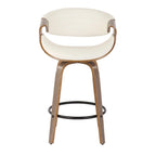 Tabouret de comptoir à hauteur fixe de 66 cm avec pieds en bois courbé et repose-pieds rond