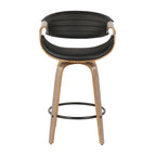 Tabouret de comptoir à hauteur fixe de 66 cm avec pieds en bois courbé et repose-pieds rond