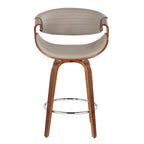 Tabouret de comptoir à hauteur fixe de 66 cm avec pieds en bois courbé et repose-pieds rond