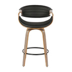 Tabouret de comptoir à hauteur fixe de 66 cm avec pieds en bois courbé et repose-pieds rond