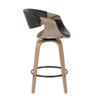 Tabouret de comptoir à hauteur fixe de 66 cm avec pieds en bois courbé et repose-pieds rond