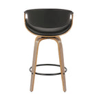 Tabouret de comptoir à hauteur fixe de 66 cm avec pieds en bois courbé et repose-pieds rond