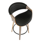 Tabouret de comptoir à hauteur fixe de 66 cm avec pieds en bois courbé et repose-pieds rond