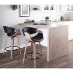 Tabouret de comptoir à hauteur fixe de 66 cm avec pieds en bois courbé et repose-pieds rond