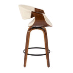 Tabouret de comptoir à hauteur fixe de 66 cm avec pieds en bois courbé et repose-pieds rond