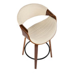 Tabouret de comptoir à hauteur fixe de 66 cm avec pieds en bois courbé et repose-pieds rond