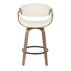 Tabouret de comptoir à hauteur fixe de 66 cm avec pieds en bois courbé et repose-pieds rond