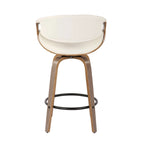Tabouret de comptoir à hauteur fixe de 66 cm avec pieds en bois courbé et repose-pieds rond