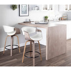 Tabouret de comptoir à hauteur fixe de 66 cm avec pieds en bois courbé et repose-pieds rond