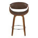 Tabouret de comptoir à hauteur fixe de 66 cm avec pieds en bois courbé et repose-pieds rond