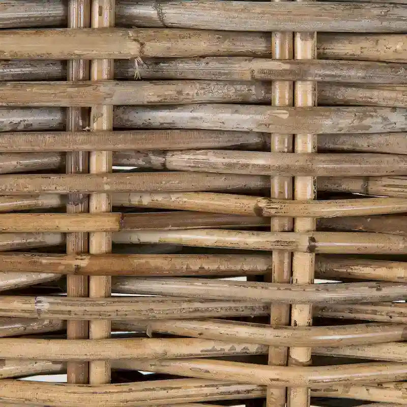 Tabouret coussiné en rotin gris délavé