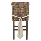 Tabouret coussiné en rotin gris délavé