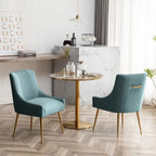Chaise de salle à manger ou de coiffeuse en velours plissé bouclé glamour moderne avec poignée arrière