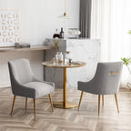Chaise de salle à manger ou de coiffeuse en velours plissé bouclé glamour moderne avec poignée arrière