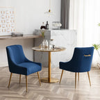 Chaise de salle à manger ou de coiffeuse en velours plissé bouclé glamour moderne avec poignée arrière