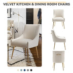 Chaise de salle à manger ou de coiffeuse en velours plissé bouclé glamour moderne avec poignée arrière