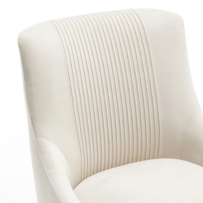 Chaise de salle à manger ou de coiffeuse en velours plissé bouclé glamour moderne avec poignée arrière