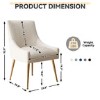 Chaise de salle à manger ou de coiffeuse en velours plissé bouclé glamour moderne avec poignée arrière