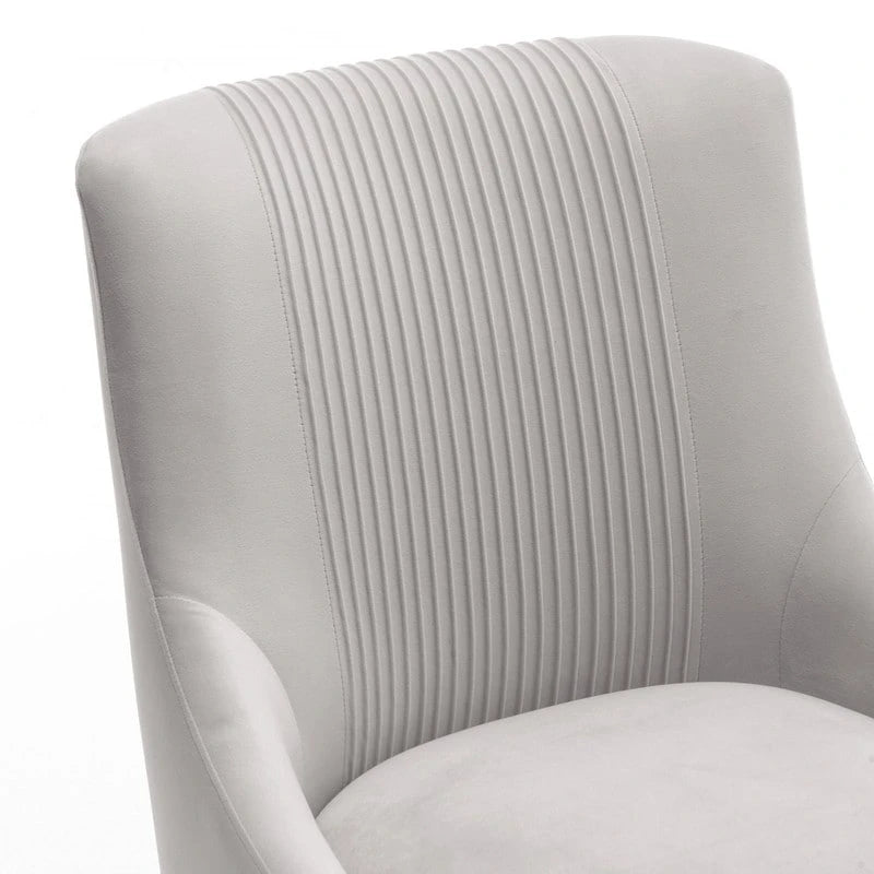 Chaise de salle à manger ou de coiffeuse en velours plissé bouclé glamour moderne avec poignée arrière