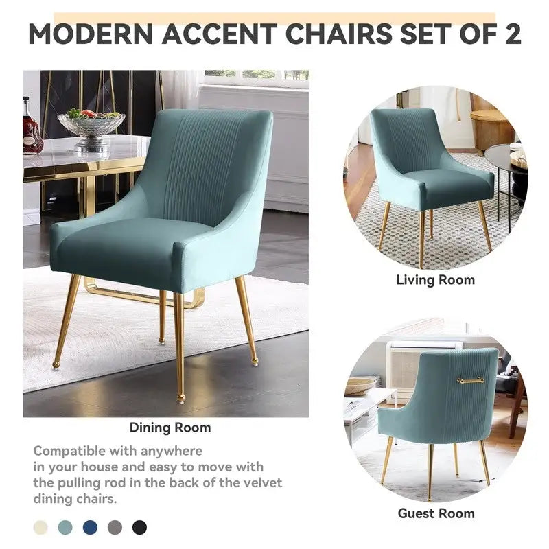 Chaise de salle à manger ou de coiffeuse en velours plissé bouclé glamour moderne avec poignée arrière