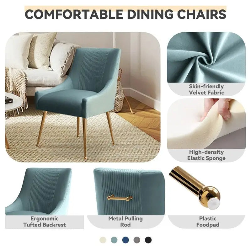 Chaise de salle à manger ou de coiffeuse en velours plissé bouclé glamour moderne avec poignée arrière
